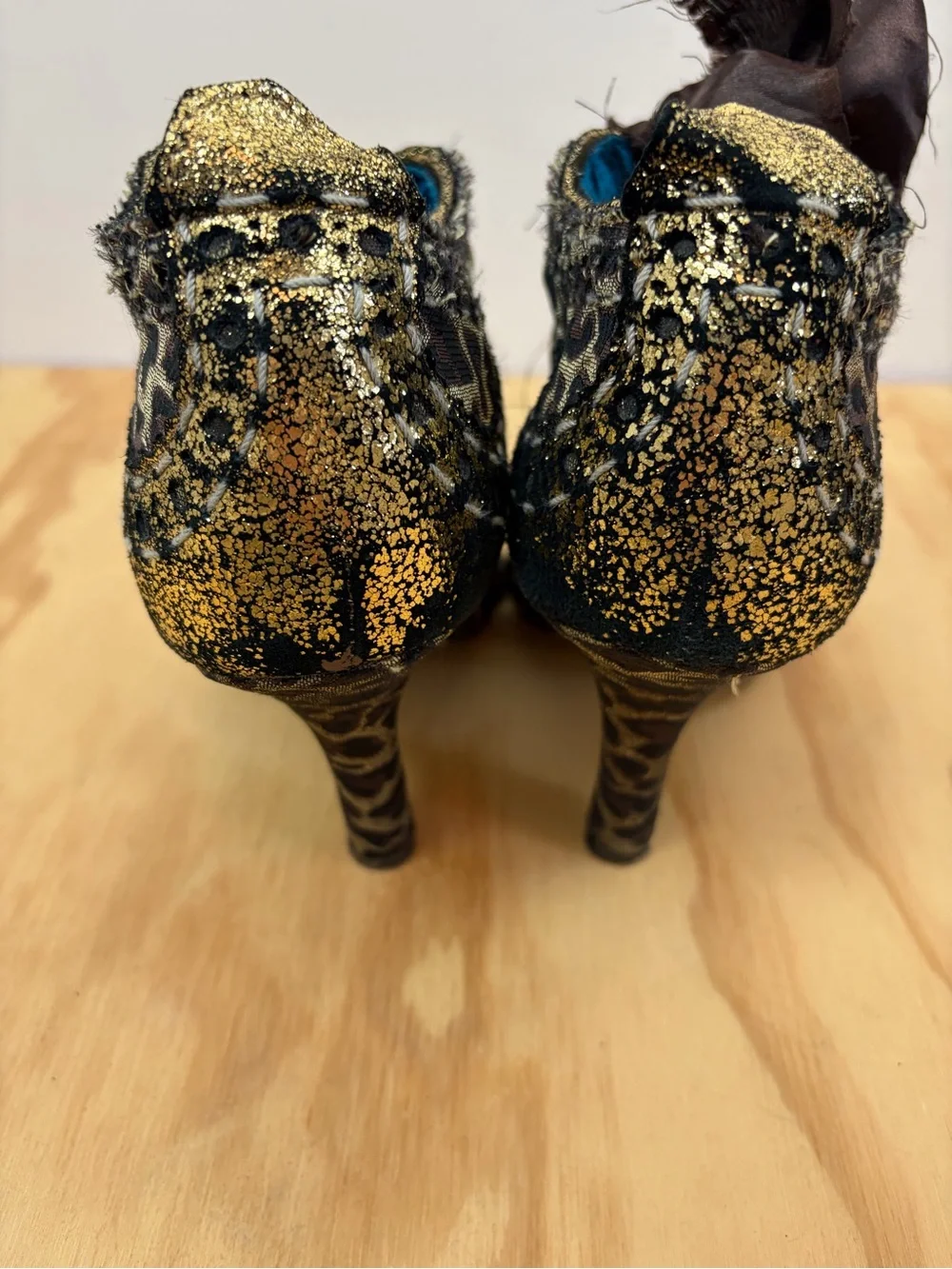 Irregular Choice Abigail's Party Retro Heels Leopard and Gold
